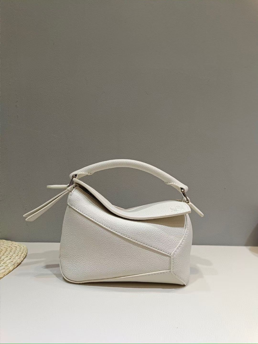 Loewe Mini Puzzle Bag in Soft Grained Calfskin Sea Salt